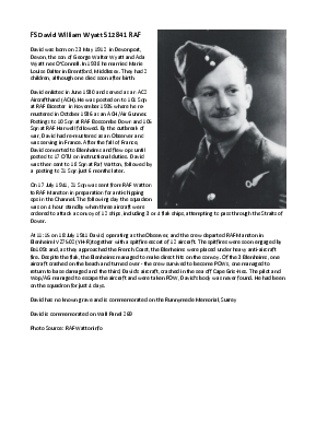 A preview of a PDF biography for Wyatt, David William